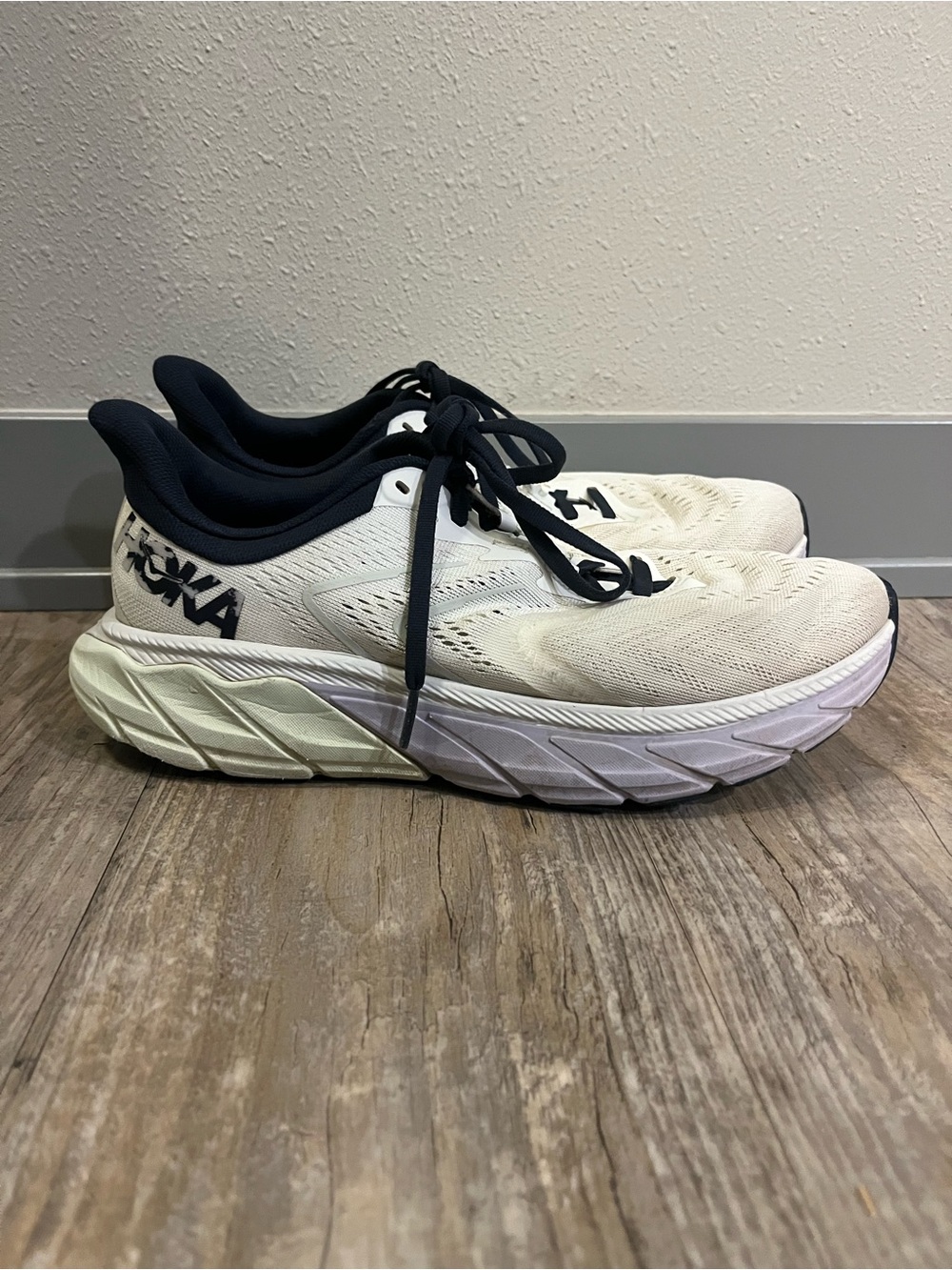 Hoka White and Black Athletic Running Shoes